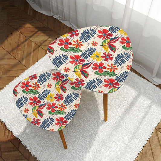 Bold Floral Vintage Heritage Blue Yellow Green Modern Nesting Tables
