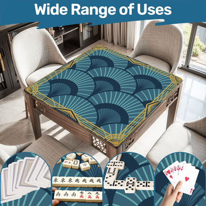 Art Deco Gilded Gold, Blue Speakeasy Collection Mahjong Mat - Splash of Color Co.