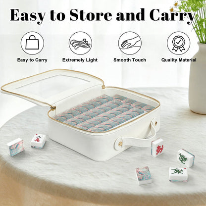 Pretty Pastel Peacock Chinoiserie Cherry Blossom American Mahjong Tiles And Carry Case Bundle - Splash of Color Co.