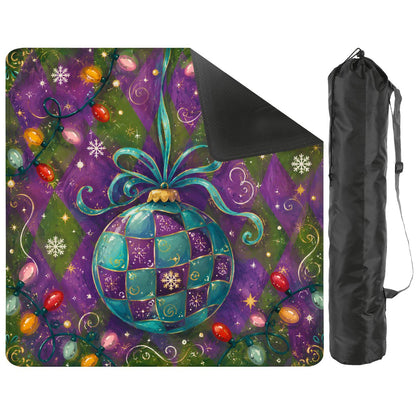 Merry Modernist Purple Green Whimsical Christmas Mahjong Mat