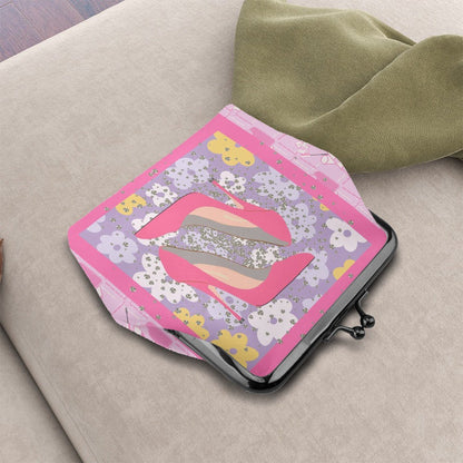 Girly Glam Women's Leather Kiss Lock Coin Purse - Splash of Color Co.