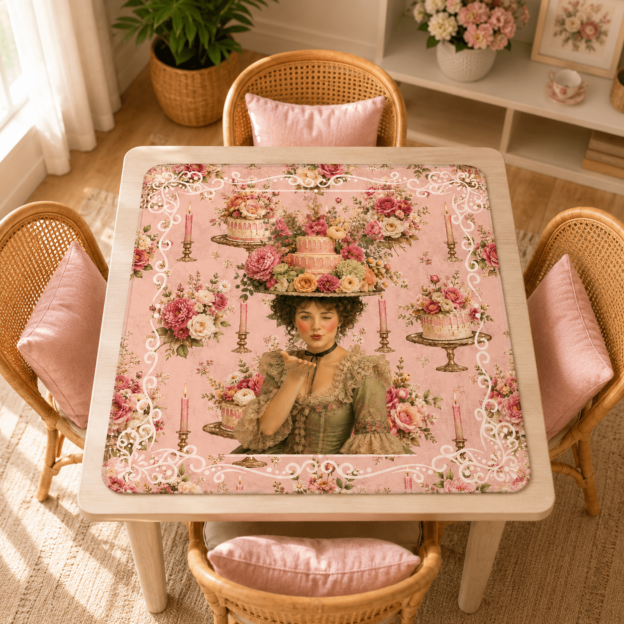 Victorian Birthday Girl, Cheeky Fun Celebration Mahjong Mat - Splash Of Mahj And Color Co.