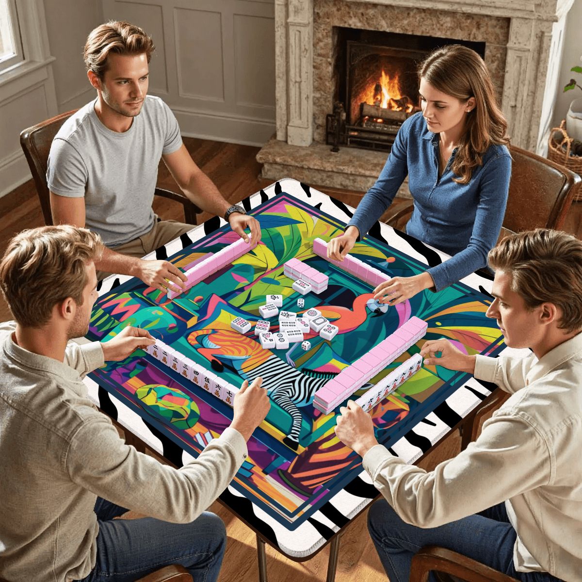 Wild Thang Animal Safari Mahjong Mat 33"x33 - Splash of Color Co.