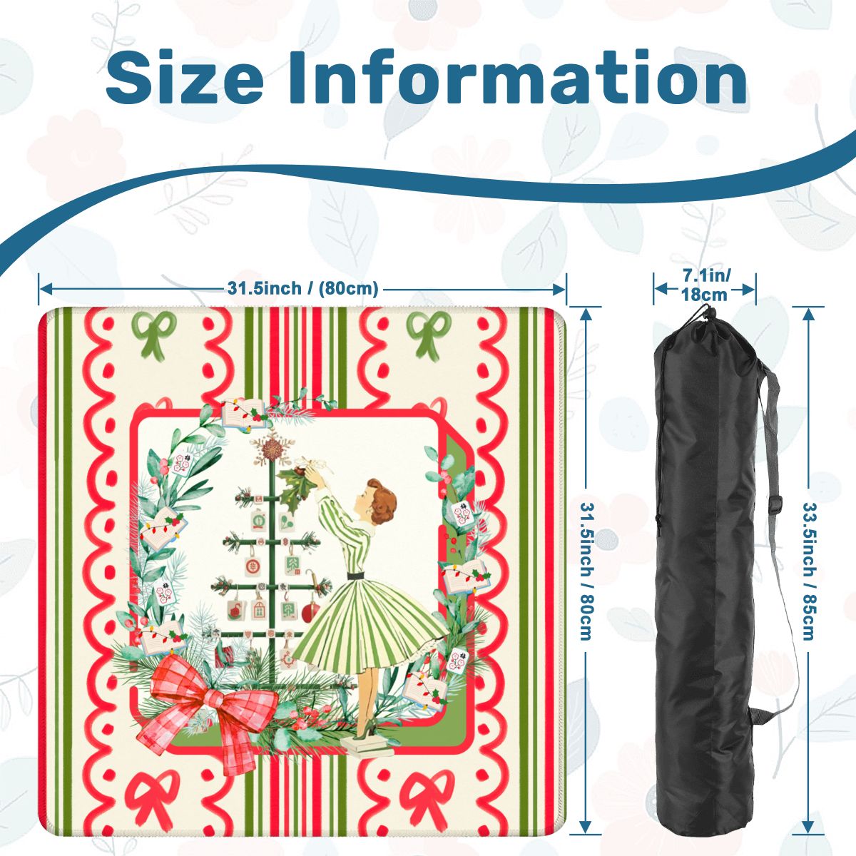 Mahjong Christmas Mat, Books Nooks Nostalgic Vintage Christmas - Splash of Color Co.