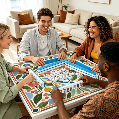 Mod About You Scandinavian Flower Modern Mahjong Mat Sleek Surface - Splash Of Mahj And Color Co.
