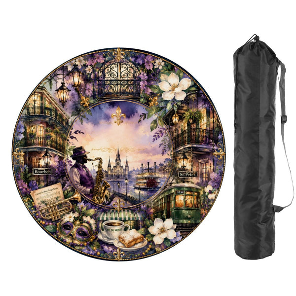Mardi Gras On Bourbon Street Round Mahjong Mat - Splash Of Mahj And Color Co.