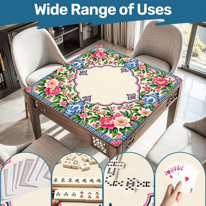 Garden Party Chinoiserie Blue Pink Mahjong Mat