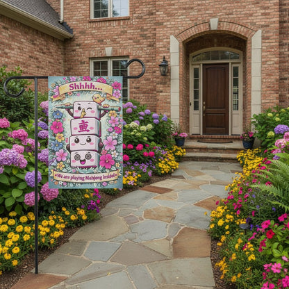 Shhhh We Are Playing Mahjong Inside Garden Flag | Garden Banner - Splash of Color Co.