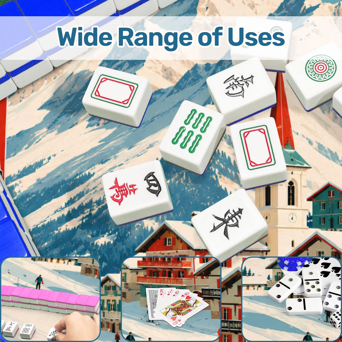 Alpine Ski Lodge Mahjong Winter Play Mat - Splash Of Mahj And Color Co.