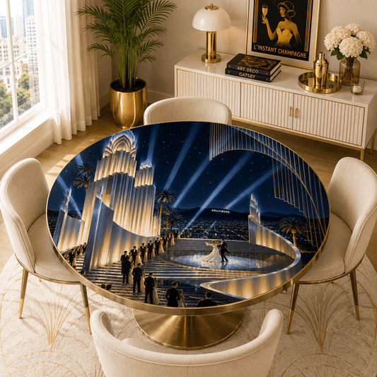Old Hollywood Art Deco Glam Round Mahjong Mat - Splash Of Mahj And Color Co.