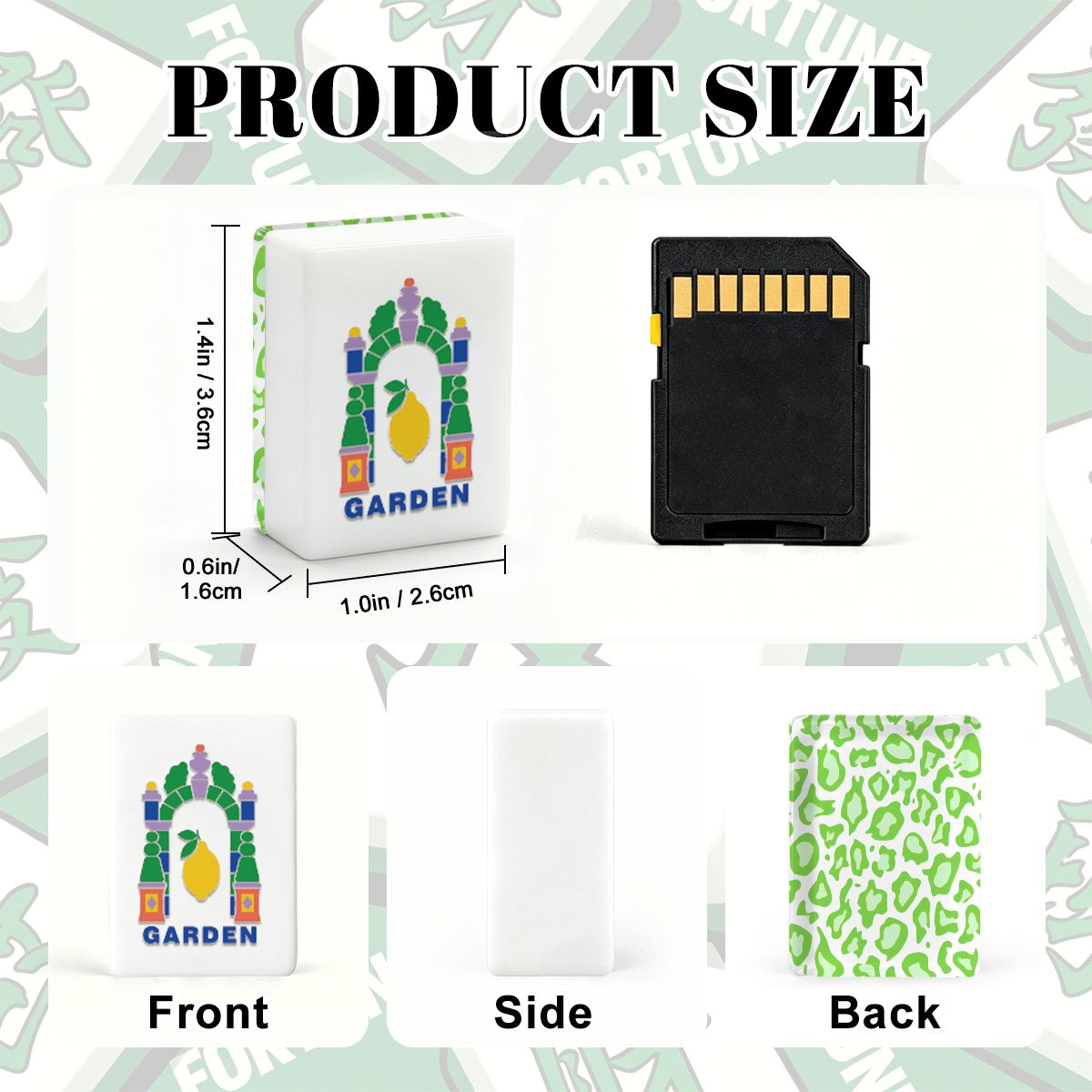Lime Green Cheetah Garden American Mahjong Tiles (Floral Garden Style) With Carry Case