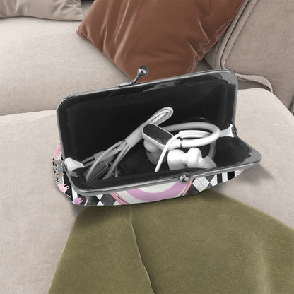 Harlequin Romance Preppy Floral Women's Leather Kiss Lock Coin Purse - Splash of Color Co.