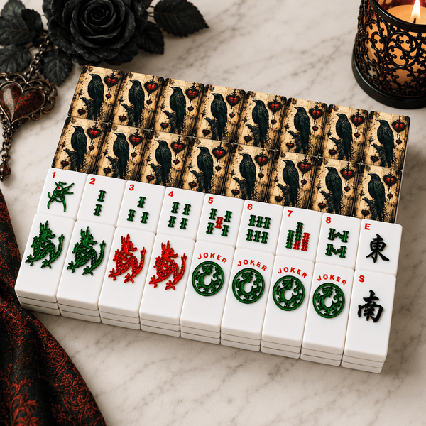 Edgar Allen Poe Raven American Mahjong Tiles With Carry Case - Splash Of Mahj And Color Co.