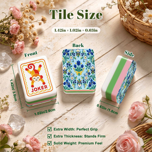 Garden Bell Scandinavian Modern Folk American Mahjong Tiles  4 Layer And Carry Case