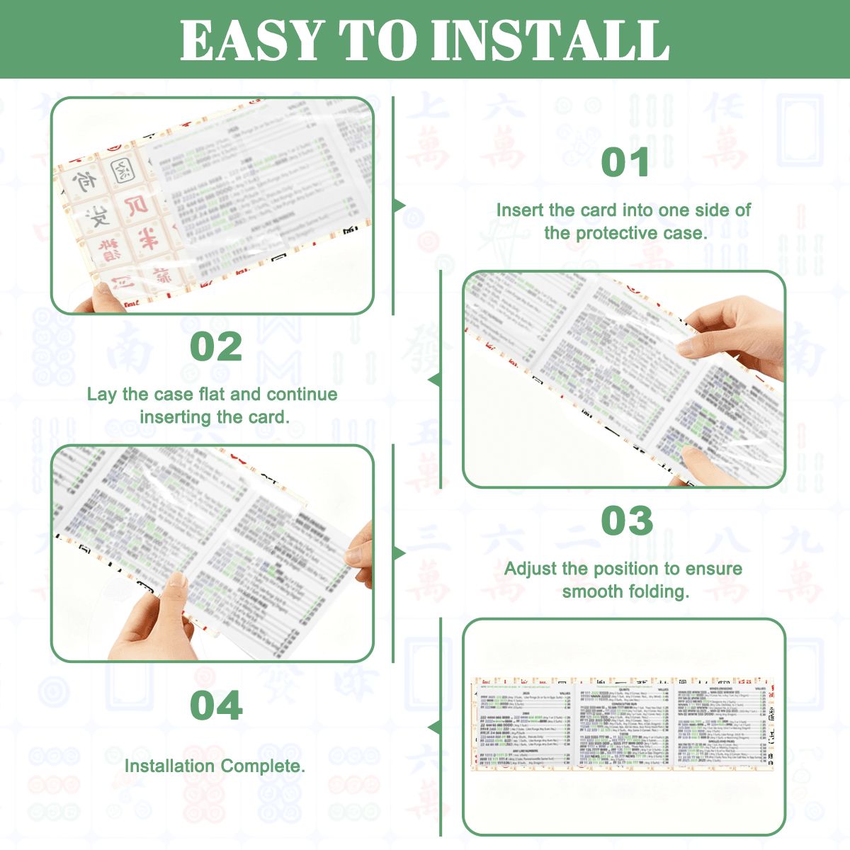 4 Mahjong Card HolderS with Line Finder, Mahj Tile Designed