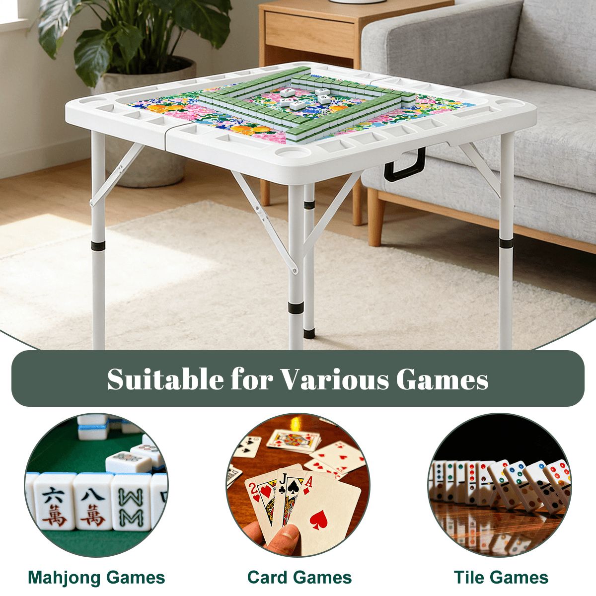 Sunny Citrus Chinoiserie Mini Mahj Mat And Foldable Mahjong Table - Splash of Color Co.