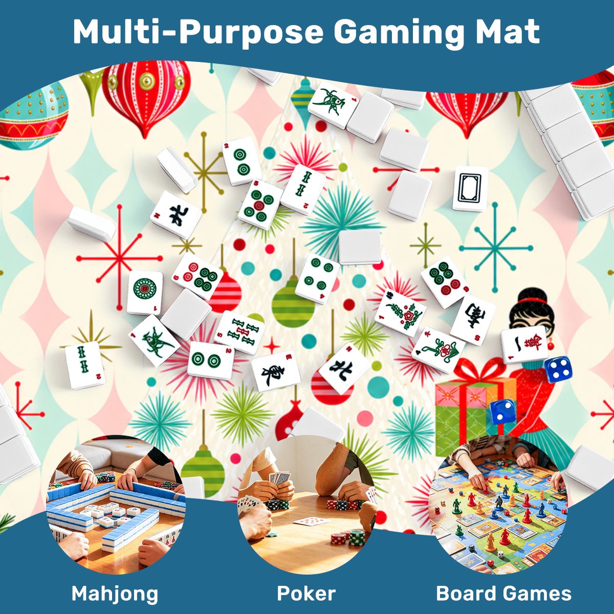 You've Got Mahj Mail Whimsical Nostalgic Mahjong Mat Sleek Surface - Splash Of Mahj And Color Co.