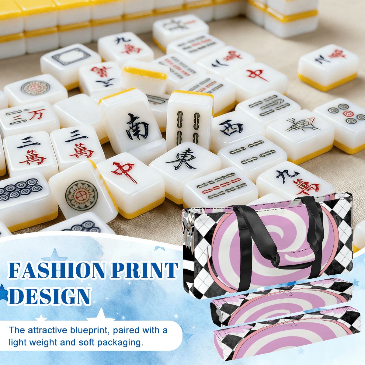 Harlequin Romance Tile And Rack Bundle Mahjong Bag Set - Splash of Color Co.