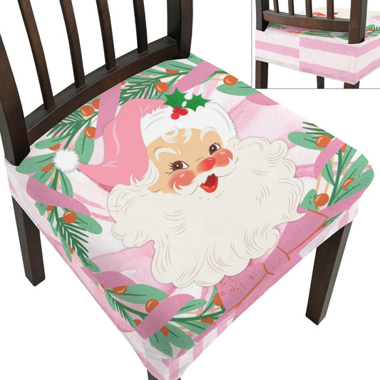 Vintage Santa Pink Green Striped Festive Christmas Chair Covers