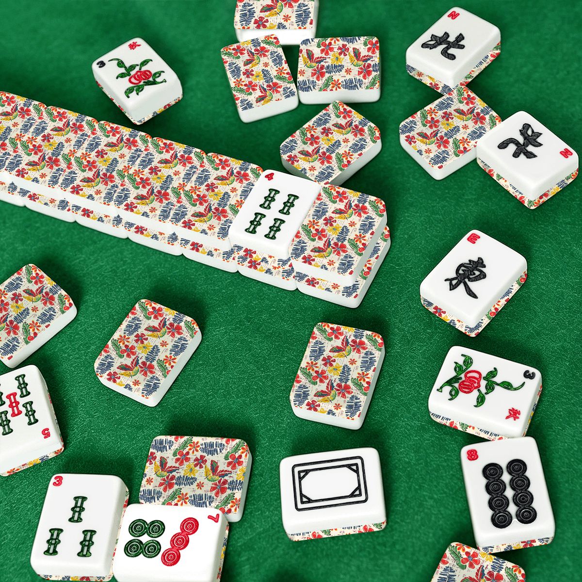 Old World Floral Heritage American Mahjong Tiles And Carry Case - Splash of Color Co.