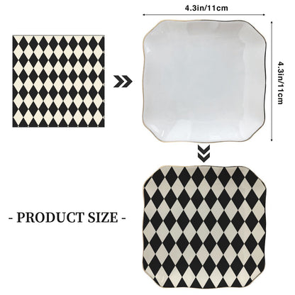 Black Harlequin Scalloped Ceramic Mahjong Dice Tray
