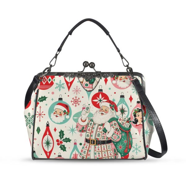 Nostalgic Jolly Santa Mahjong Lover Kisslock Vintage Style Purse