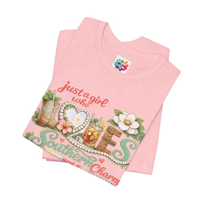 Just a Girl Who Loves Southern Charm Mahjong tee | Floral Mahjong Tiles Shirt - Splash of Color Co.