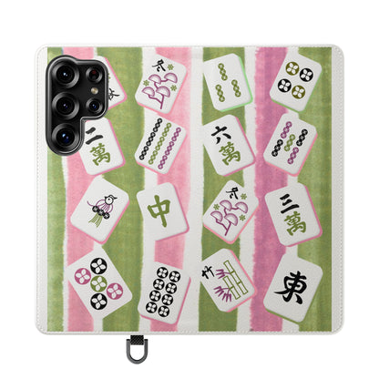 Colorful Mahjong Flip Cases for Phones, Unique Phone Cover, Gift for Gamers, Handheld Device Protection, Stylish Phone Accessory
