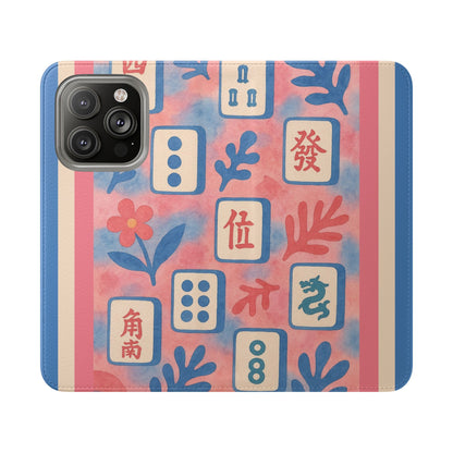 Mahjong Watercolor Artistic Flip Case for Phones, Stylish Wallet Cover, Trendy Phone Accessory, Ideal Gift for Friends, Protective Phone Sleeve