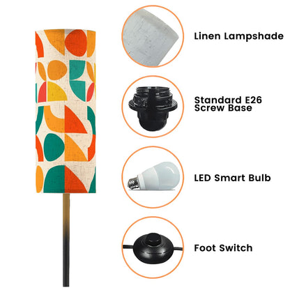 Geometric Color Splash Modern Book Nook Lamp– Teal, Yellow & Orange Floor Lamp