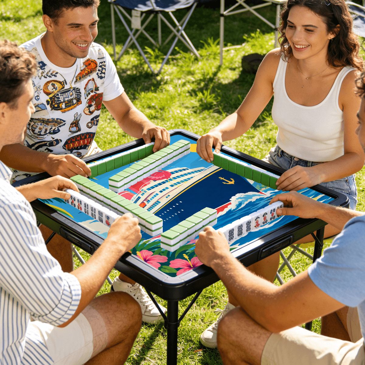 Mini Mahjong Mat, Set To Sail Cruise Designed - Splash Of Mahj And Color Co.