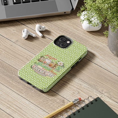 Mahjong Floral Pattern Just A Girl Who Loves Southern Charm and Mahjong Phone Case | Green Geometric Background - Splash of Color Co.