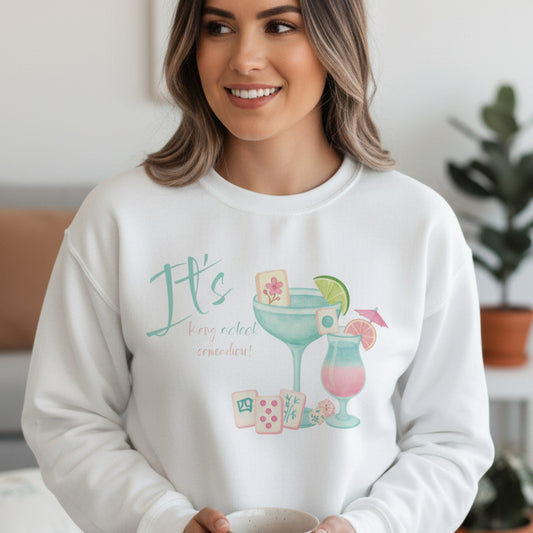 Mahjong Cocktail Funny It's Kong O'Clock Somewhere Unisex Lightweight Crewneck Sweatshirt - Splash of Color Co.