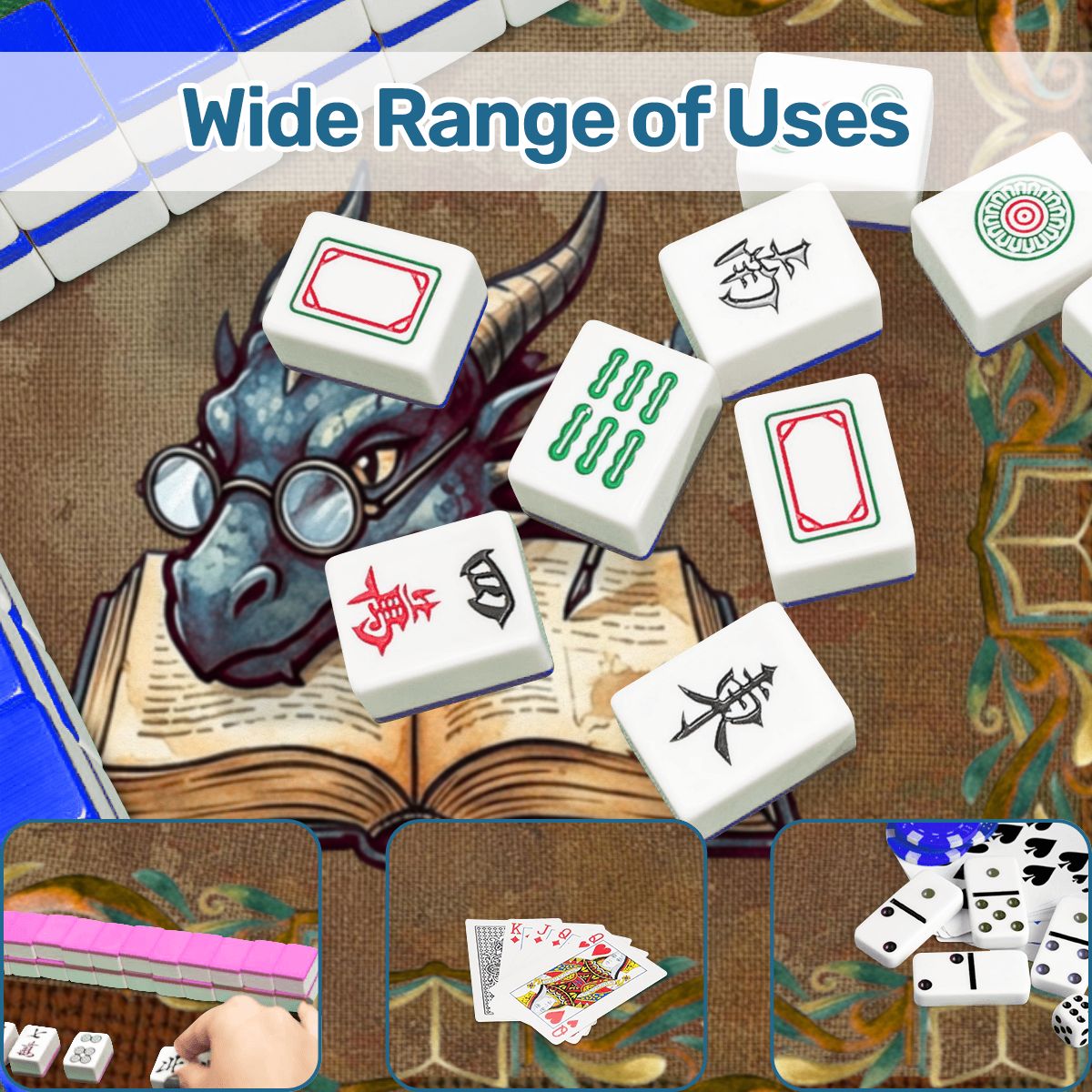 Dragon Of All Tales Faux Needlepoint Mahjong Mat - Splash of Color Co.