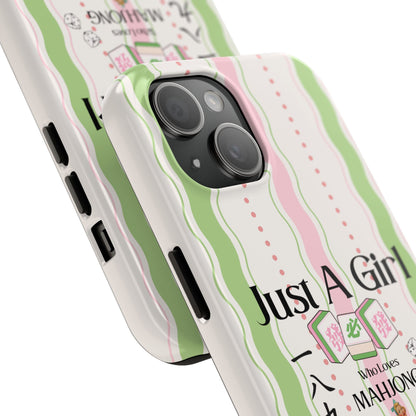 Just A Girl Who Loves Mahjong Phone Case | Mahjong Tiles Pattern - Splash of Color Co.