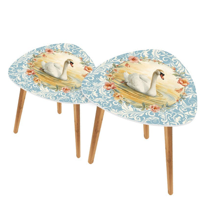 On Golden Pond Floral Swan Modern Nesting Tables - Splash of Color Co.