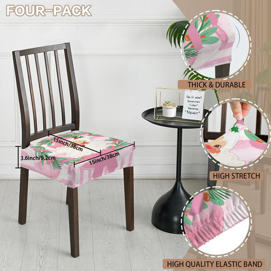Vintage Santa Pink Green Striped Festive Christmas Chair Covers