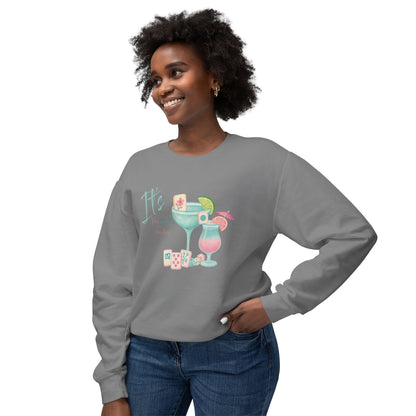 Mahjong Cocktail Funny It's Kong O'Clock Somewhere Unisex Lightweight Crewneck Sweatshirt