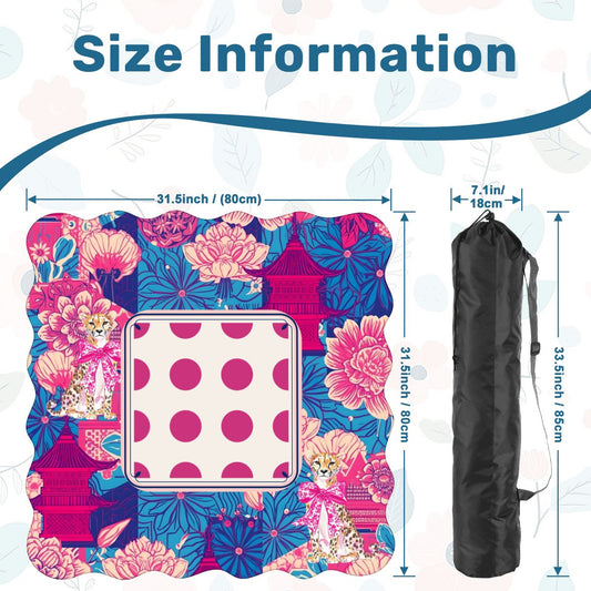 Scalloped Mahjong Mat Cheetah Dynasty Pink Pagoda - Splash of Color Co.