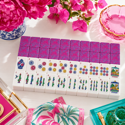 Hot Fuchsia American Mahjong Pastel Chinoiserie Tiles
