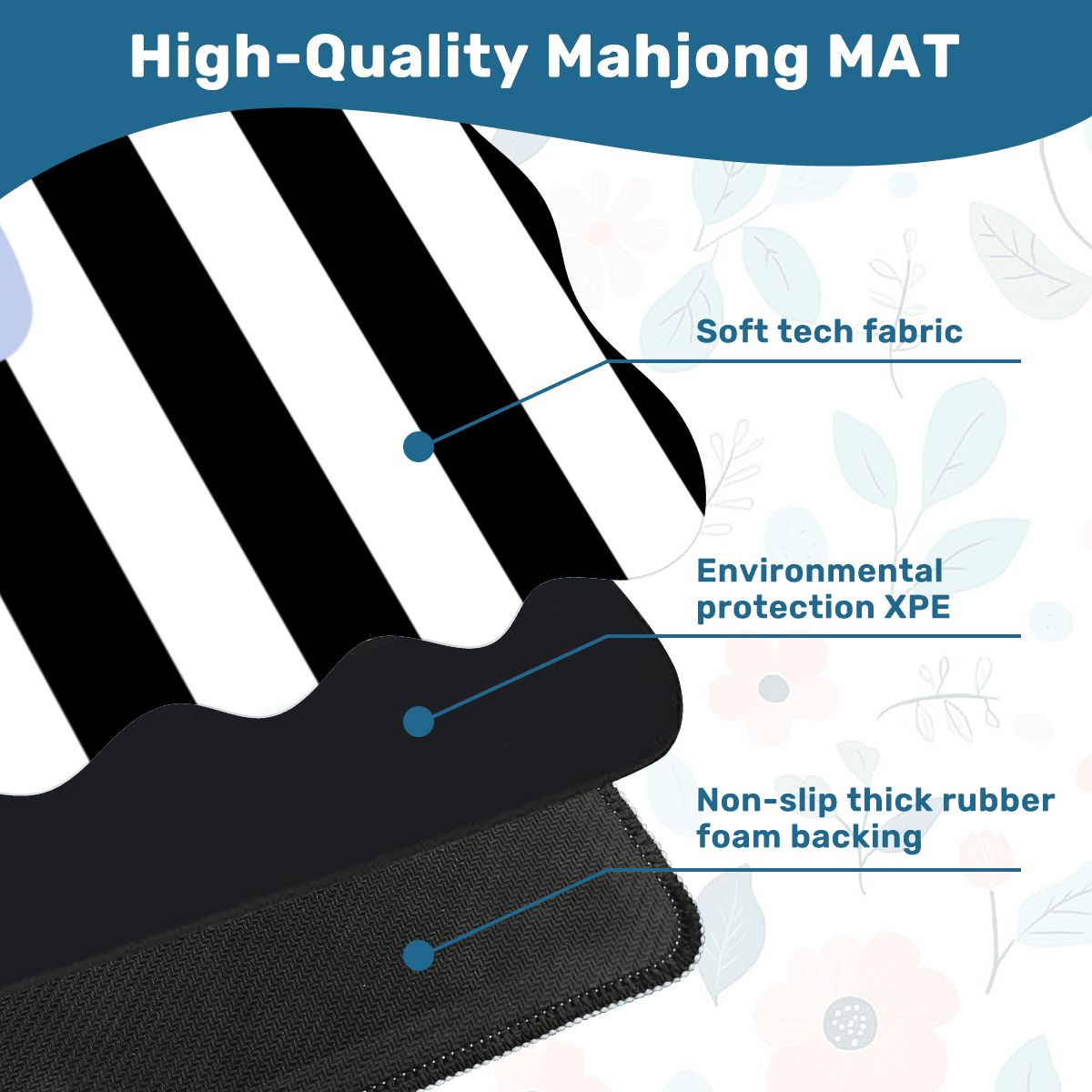 The Daisy Mae Black And White Striped Preppy Scalloped Mahjong Mat - Splash Of Mahj And Color Co.
