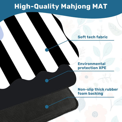 The Daisy Mae Black And White Striped Preppy Scalloped Mahjong Mat - Splash Of Mahj And Color Co.
