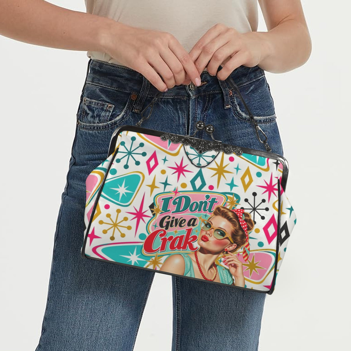 Funny Mahjong Modcentric Kisslock Purse, I Don't Give A Crak