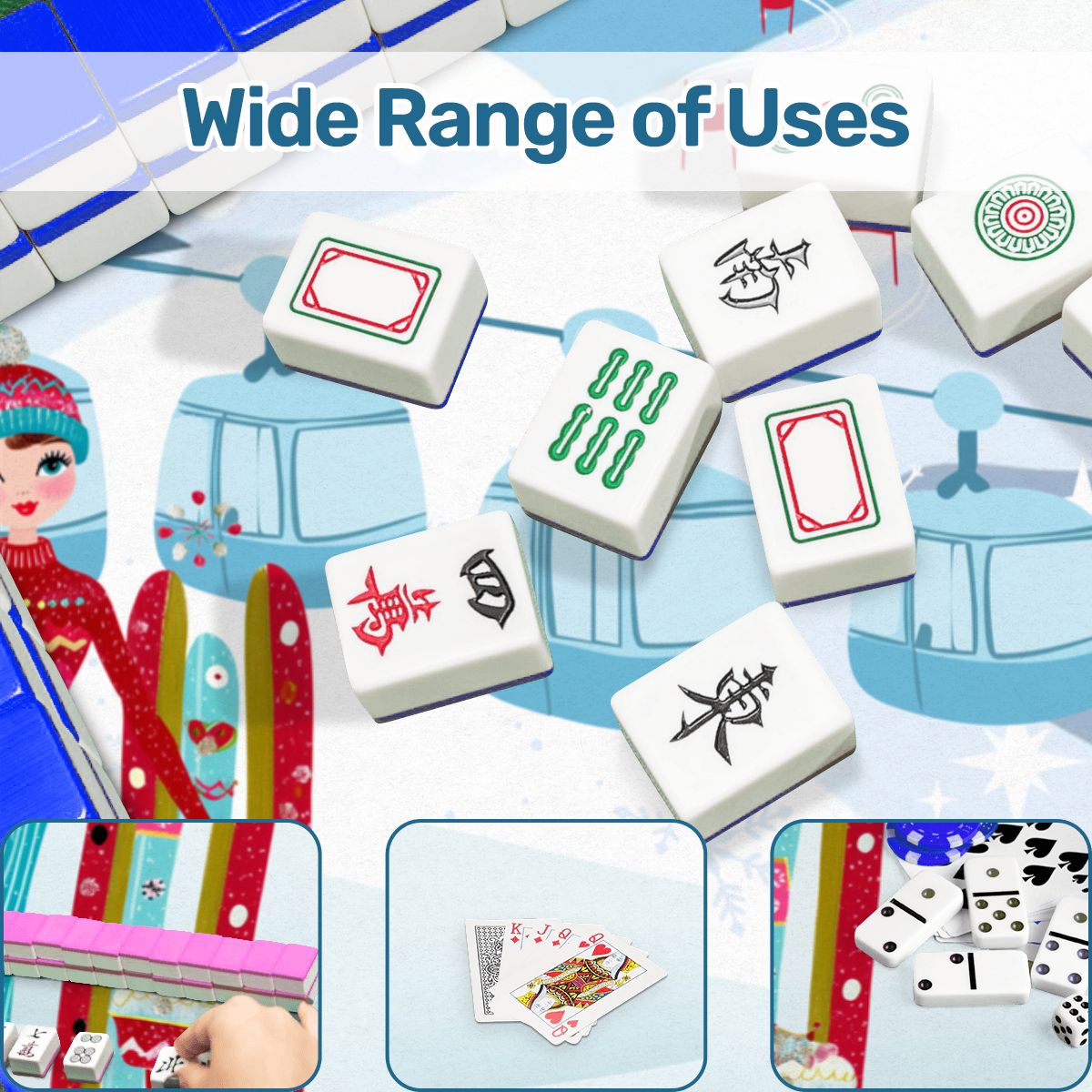 Ski Bunny Hills Winter Christmas Mahjong mat