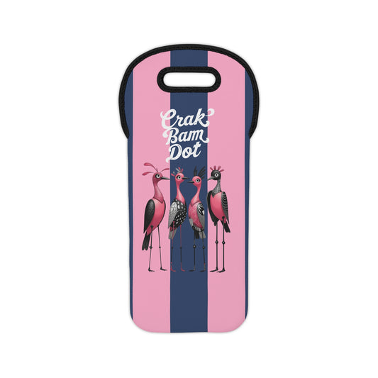 Mahjong Cheeky Funny Wine Tote Bag for Parties, Crak, Bam Dot Stylish Wine Carrier, Gift for Wine Lovers, Fun Flamingo Design