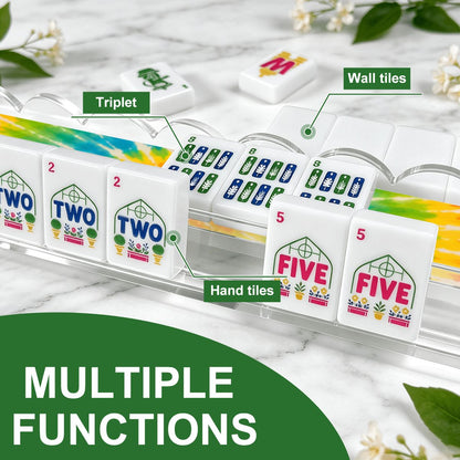 Tie Dye Extended Mahjong Rack Set of 4  Scalloped Magnetic Tile Pusher