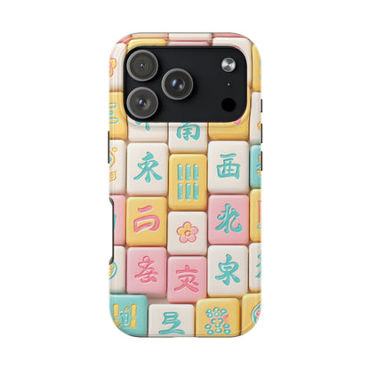 Pastel Mahjong Tile Phone Case | Cute Asian Game Pattern, Durable Protective Case - Splash of Color Co.