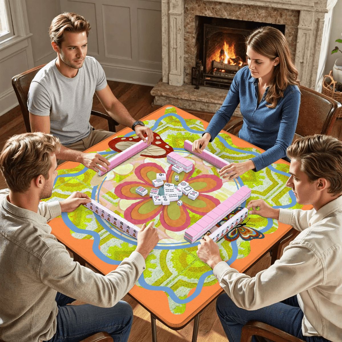 Granny’s Happy Shroom Zoom Mahjong Mat - Splash of Color Co.