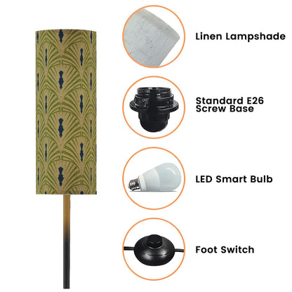 Art Deco Floor Lamp, Army Green Royal Blue Geometric Designed Modern Lighting - Splash of Color Co.