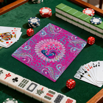 Playful Peacock Floral Hot Pink, 4 Mahjong Card Holder with Line Finder - Splash of Color Co.